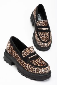 Leopar Günlük Yüksek Tabanlı Loafer Ayakkabı